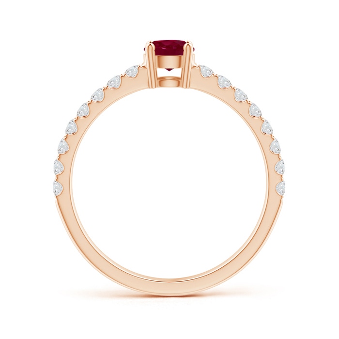 4.5mm A Classic Solitaire Ruby Promise Ring with Pavé Diamonds in Rose Gold side-1