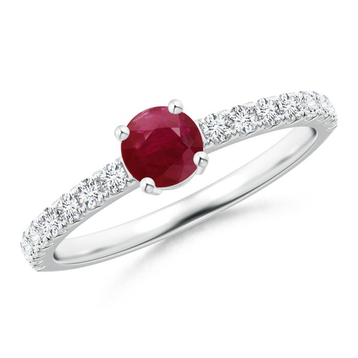 A - Ruby / 0.78 CT / 14 KT White Gold