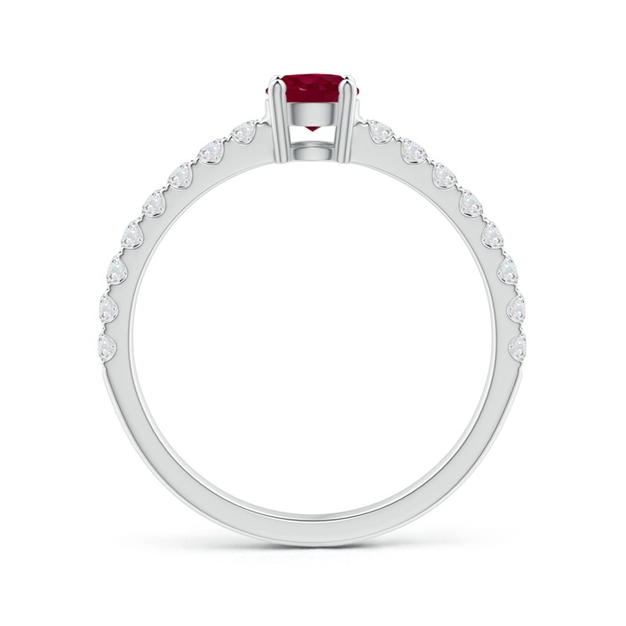 4.5mm A Classic Solitaire Ruby Promise Ring with Pavé Diamonds in White Gold side-1