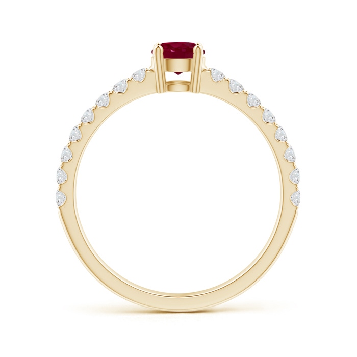 4.5mm A Classic Solitaire Ruby Promise Ring with Pavé Diamonds in Yellow Gold side-1