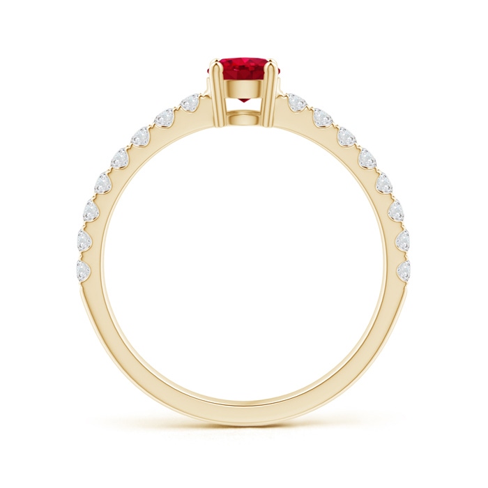 4.5mm AAA Classic Solitaire Ruby Promise Ring with Pavé Diamonds in Yellow Gold side-1