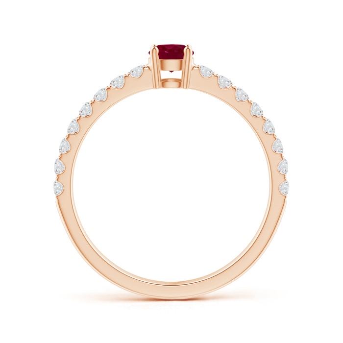 4mm A Classic Solitaire Ruby Promise Ring with Pavé Diamonds in Rose Gold side-1