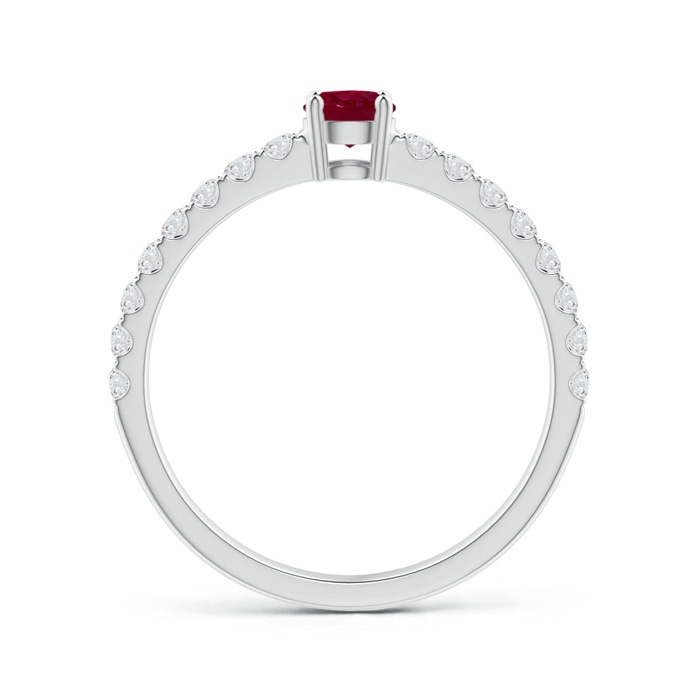 4mm A Classic Solitaire Ruby Promise Ring with Pavé Diamonds in White Gold side-1