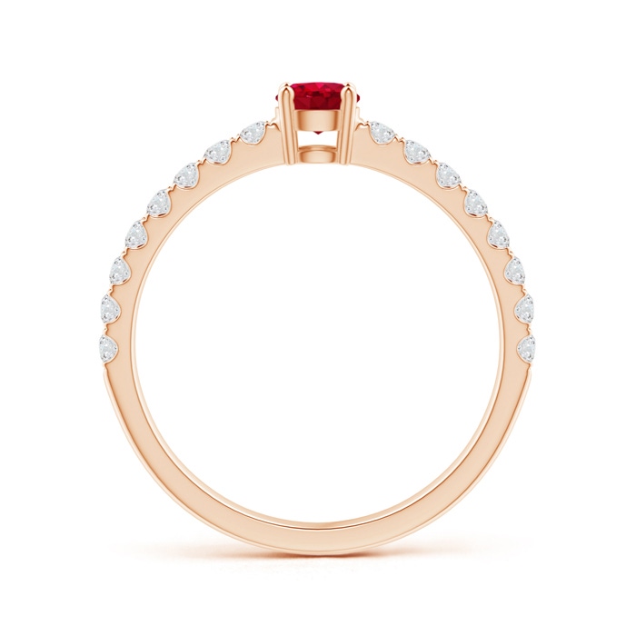 4mm AAA Classic Solitaire Ruby Promise Ring with Pavé Diamonds in Rose Gold side-1