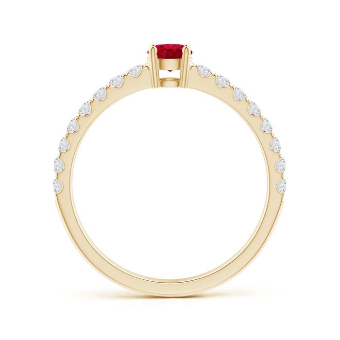 4mm AAA Classic Solitaire Ruby Promise Ring with Pavé Diamonds in Yellow Gold side-1