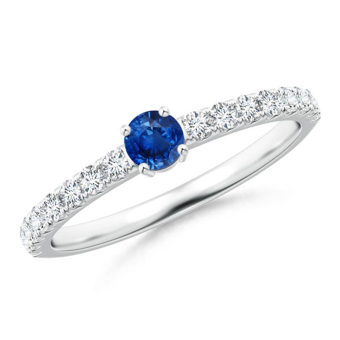 AAA - Blue Sapphire / 0.56 CT / 14 KT White Gold