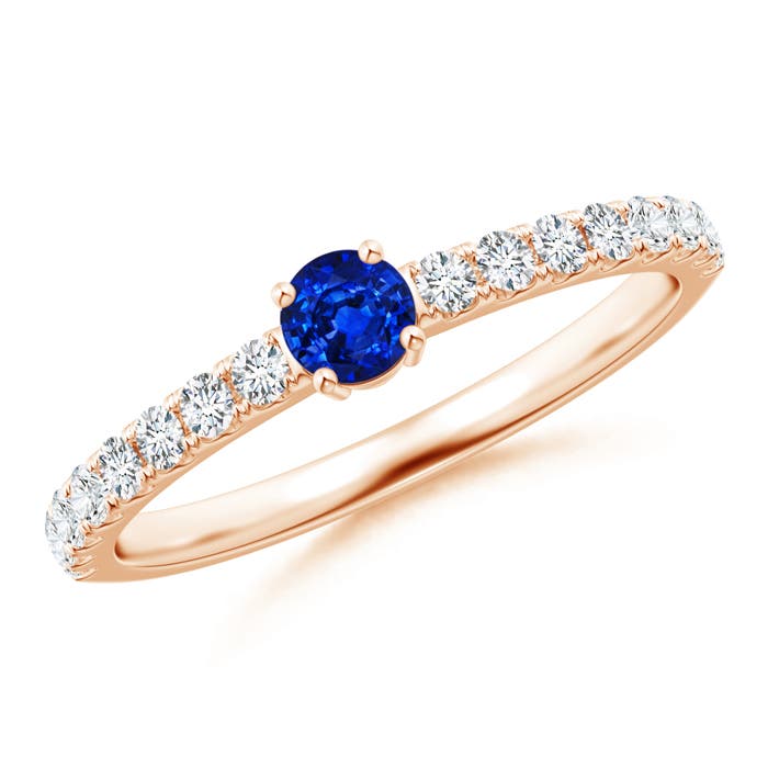 AAAA - Blue Sapphire / 0.56 CT / 14 KT Rose Gold