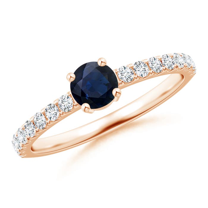 A - Blue Sapphire / 0.79 CT / 14 KT Rose Gold