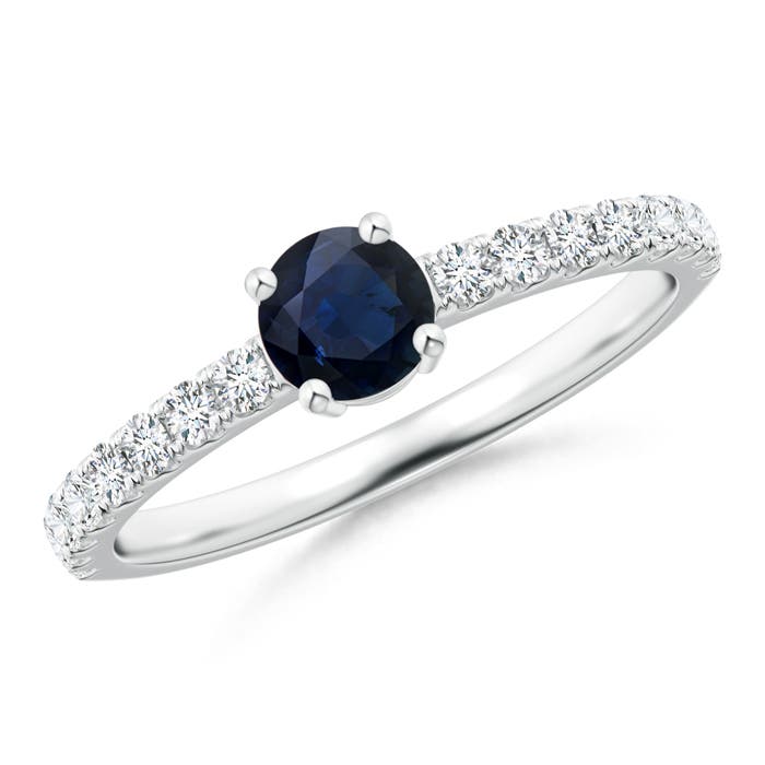 A - Blue Sapphire / 0.79 CT / 14 KT White Gold