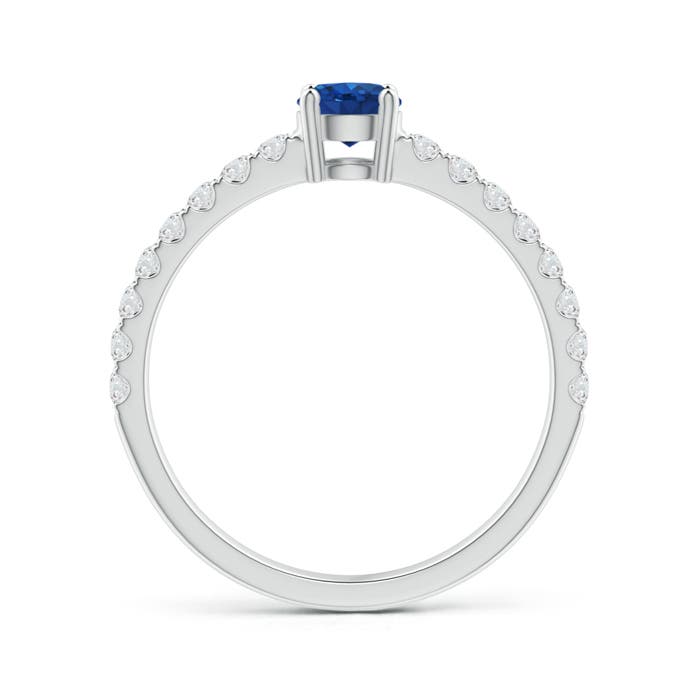 AAA - Blue Sapphire / 0.79 CT / 14 KT White Gold