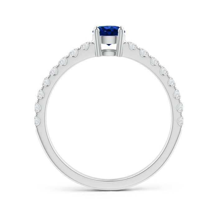 4.5mm AAAA Classic Solitaire Sapphire Promise Ring with Pavé Diamonds in White Gold Product Image