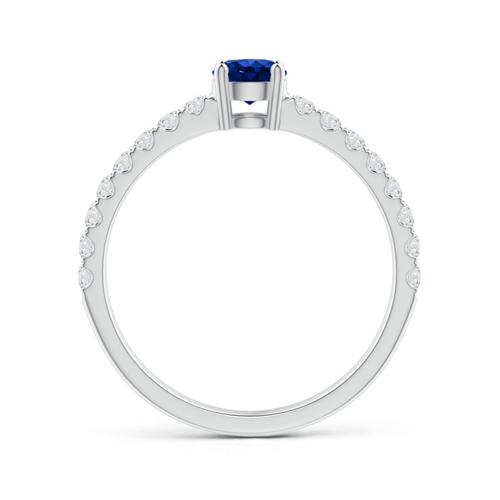 4.5mm AAAA Classic Solitaire Sapphire Promise Ring with Pavé Diamonds in White Gold product image