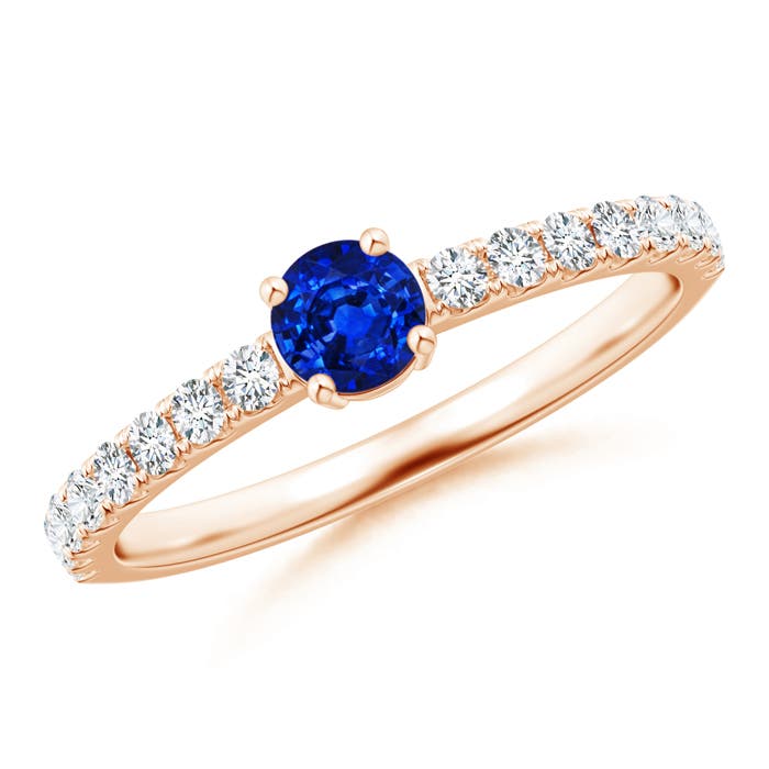 AAAA - Blue Sapphire / 0.67 CT / 14 KT Rose Gold