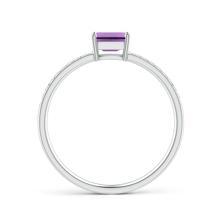 5x3mm A East-West Emerald-Cut Amethyst Solitaire Ring in White Gold side-1