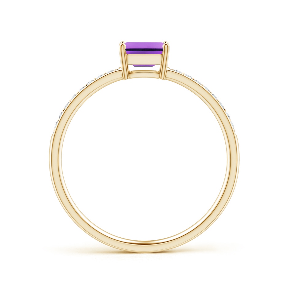 5x3mm AA East-West Emerald-Cut Amethyst Solitaire Ring in Yellow Gold side-1