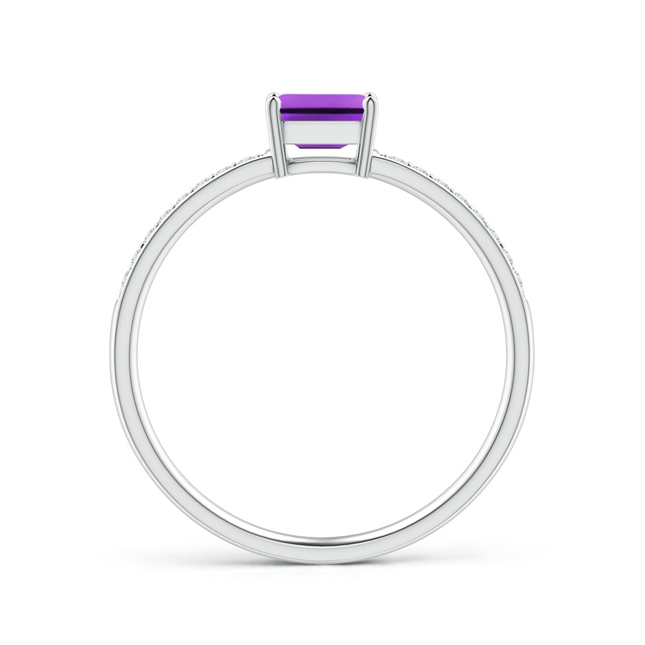 5x3mm AAA East-West Emerald-Cut Amethyst Solitaire Ring in White Gold side-1