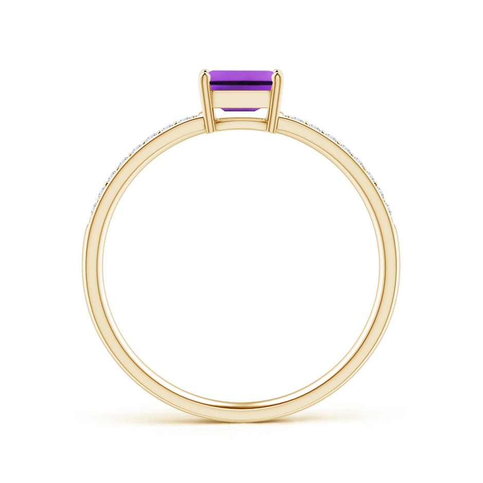 5x3mm AAA East-West Emerald-Cut Amethyst Solitaire Ring in Yellow Gold side-1