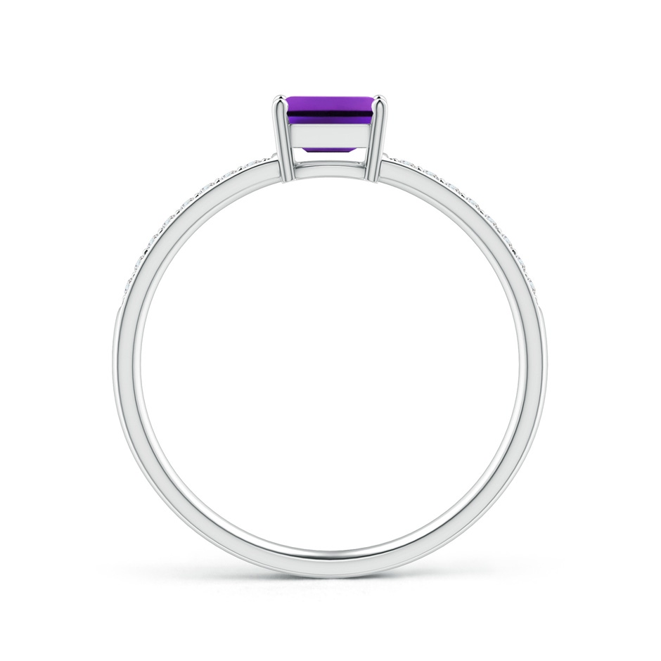 5x3mm AAAA East-West Emerald-Cut Amethyst Solitaire Ring in White Gold side-1