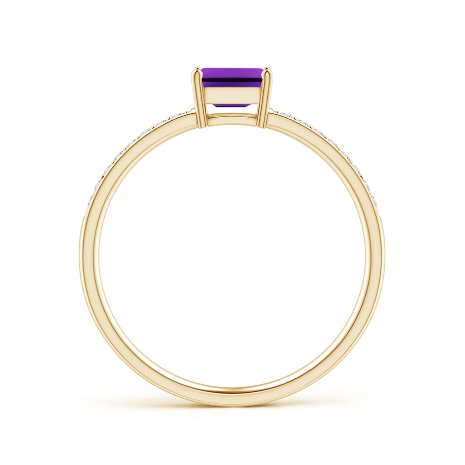 5x3mm AAAA East-West Emerald-Cut Amethyst Solitaire Ring in Yellow Gold side-1