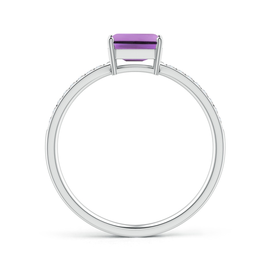 6x4mm A East-West Emerald-Cut Amethyst Solitaire Ring in White Gold side-1