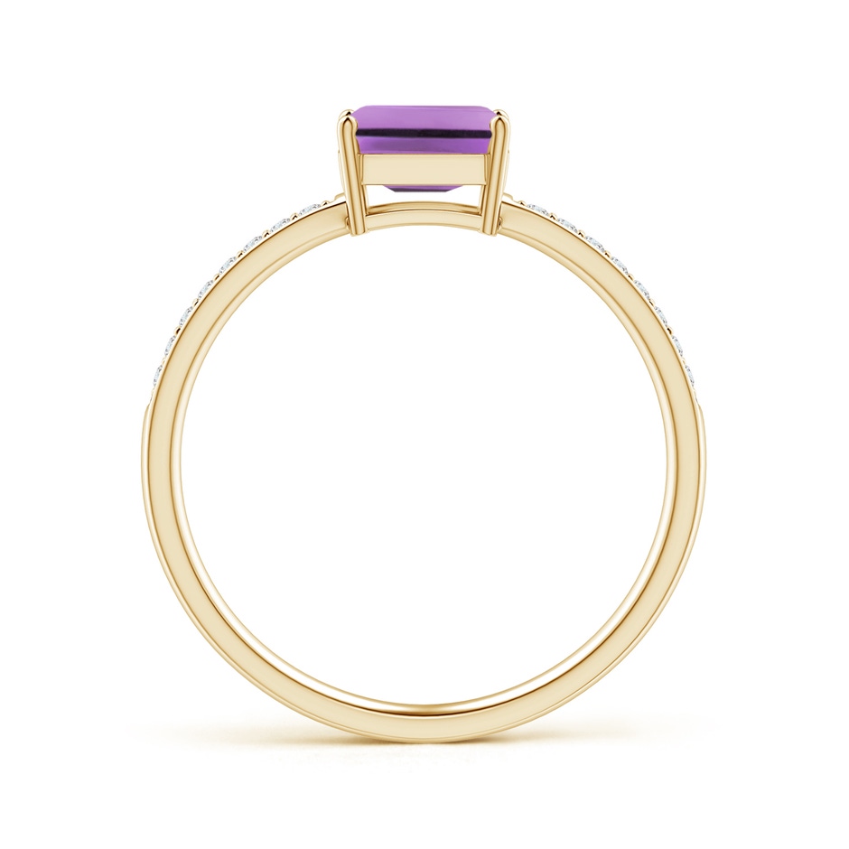6x4mm A East-West Emerald-Cut Amethyst Solitaire Ring in Yellow Gold side-1