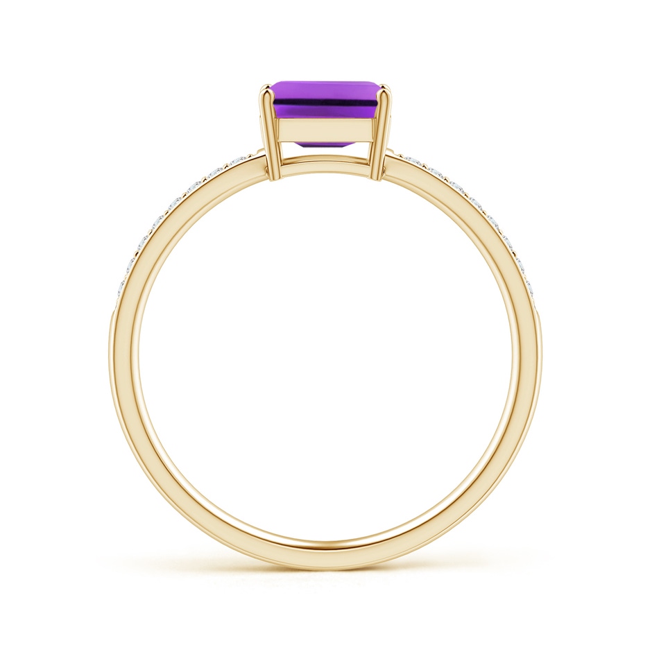 6x4mm AAA East-West Emerald-Cut Amethyst Solitaire Ring in Yellow Gold side-1