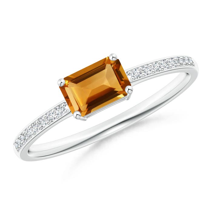 AA - Citrine / 0.68 CT / 14 KT White Gold