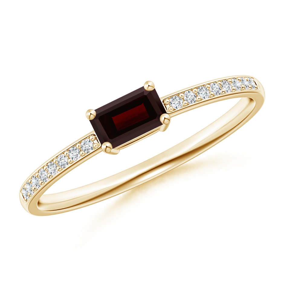 5x3mm A East-West Emerald-Cut Garnet Solitaire Ring in Yellow Gold 