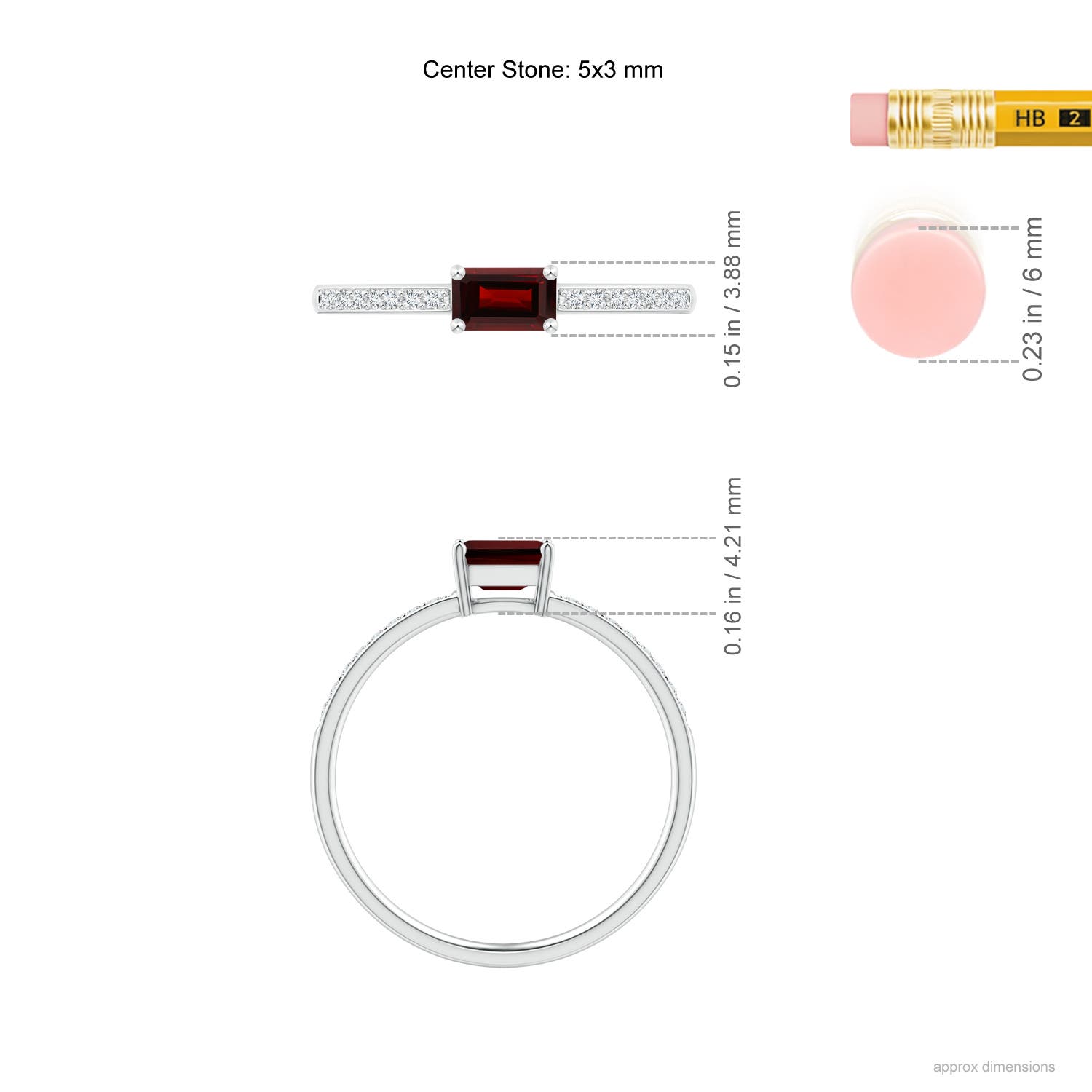 AA - Garnet / 0.52 CT / 14 KT White Gold