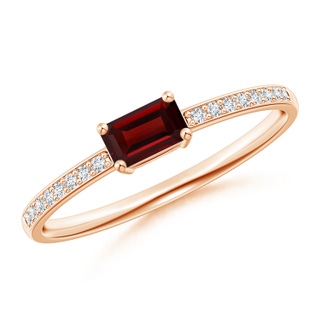 5x3mm AAA East-West Emerald-Cut Garnet Solitaire Ring in Rose Gold