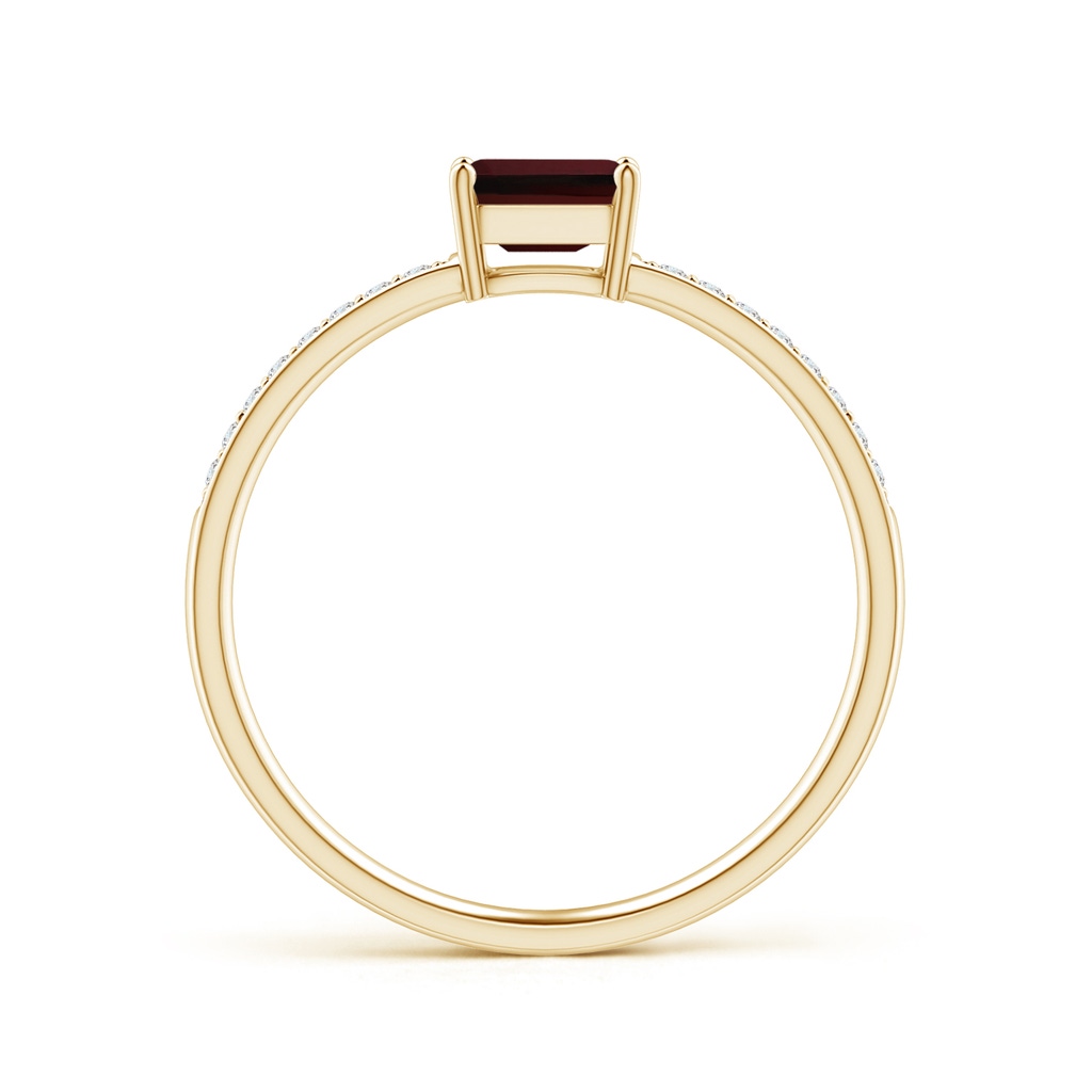 5x3mm AAA East-West Emerald-Cut Garnet Solitaire Ring in Yellow Gold - side 199