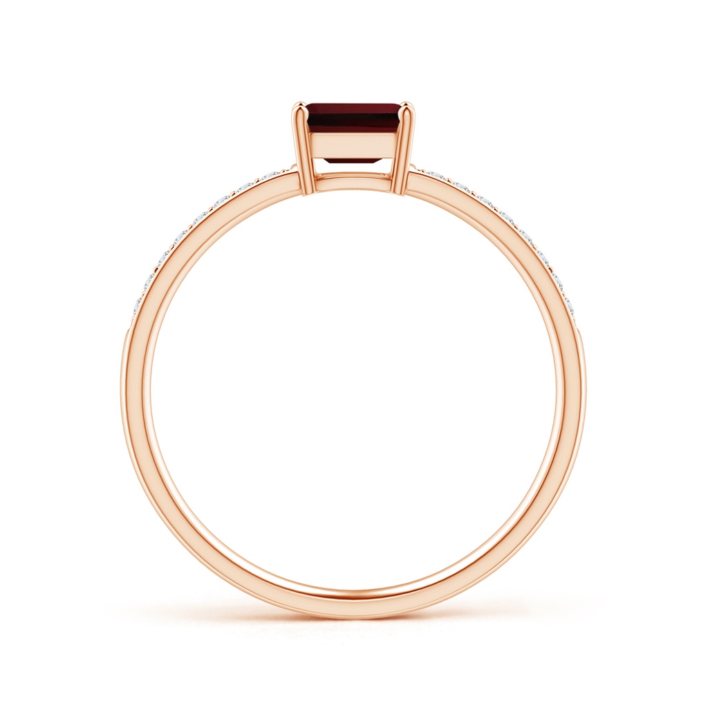 5x3mm AAAA East-West Emerald-Cut Garnet Solitaire Ring in Rose Gold - side 199