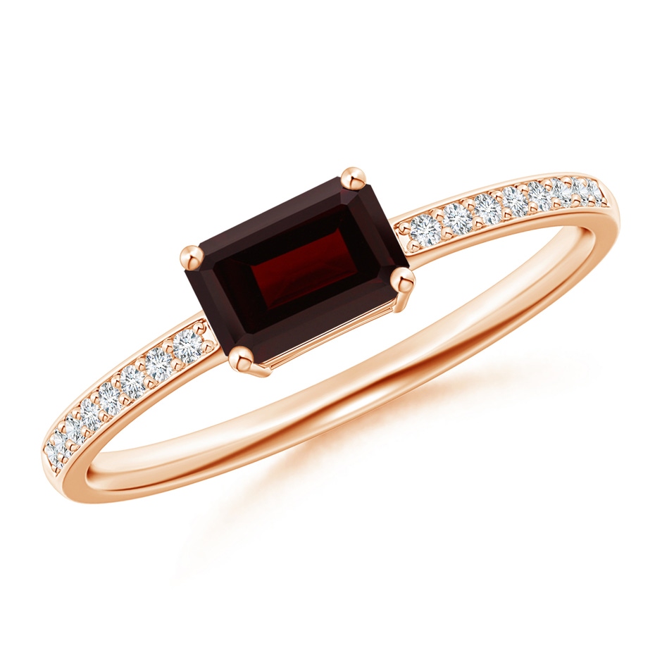 6x4mm A East-West Emerald-Cut Garnet Solitaire Ring in 18K Rose Gold 
