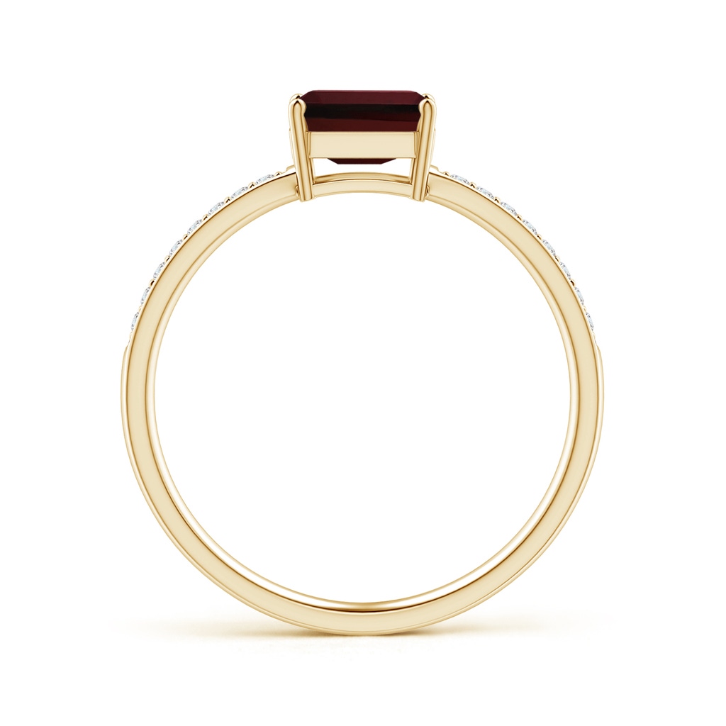 6x4mm AAA East-West Emerald-Cut Garnet Solitaire Ring in Yellow Gold - side 199