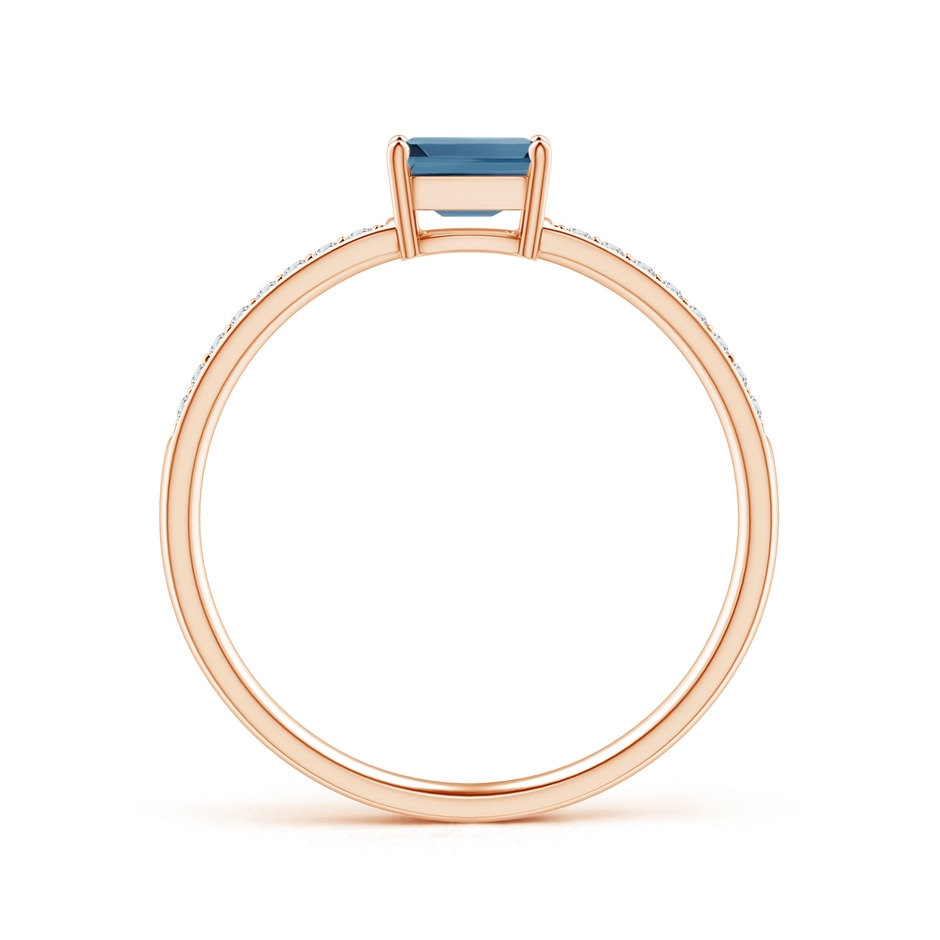 5x3mm A East-West Emerald-Cut London Blue Topaz Solitaire Ring in Rose Gold product image
