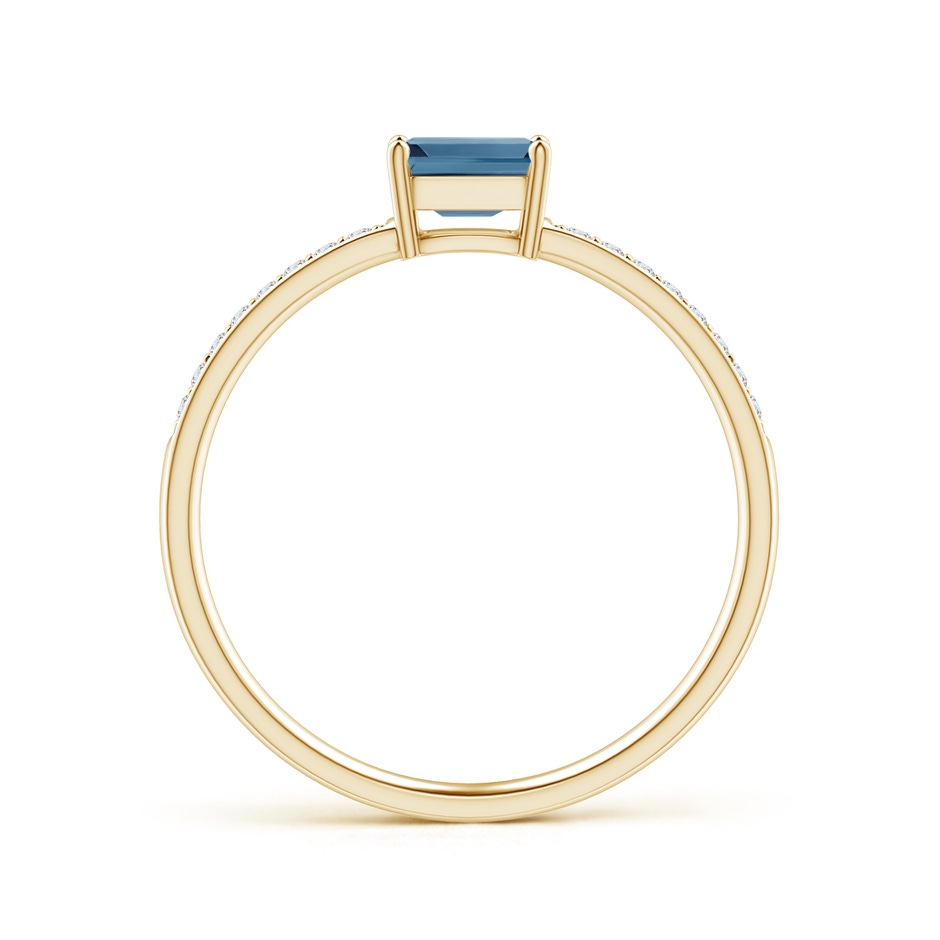 5x3mm A East-West Emerald-Cut London Blue Topaz Solitaire Ring in Yellow Gold product image