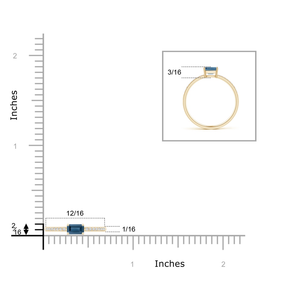 5x3mm A East-West Emerald-Cut London Blue Topaz Solitaire Ring in Yellow Gold product image