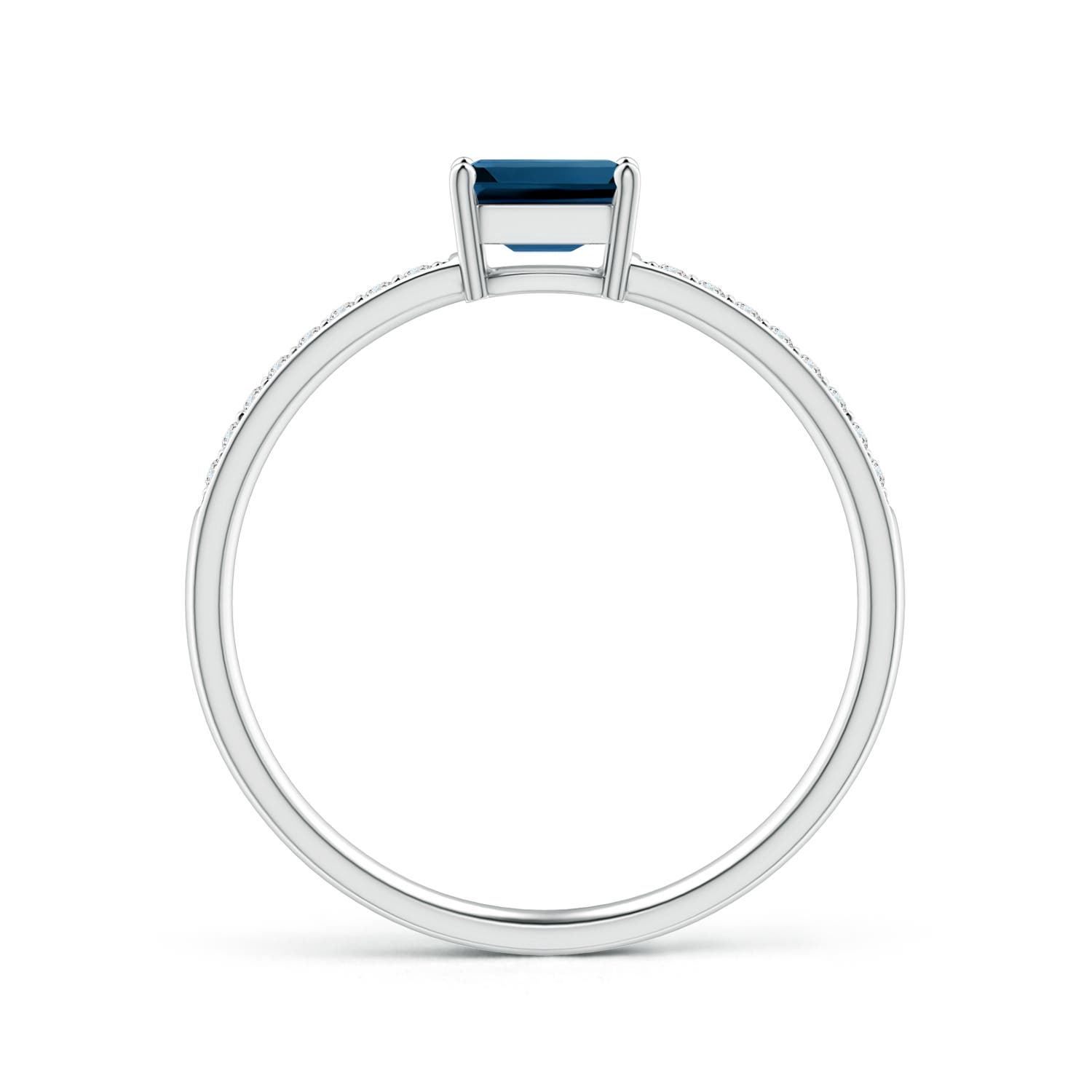 5x3mm AAAA East-West Emerald-Cut London Blue Topaz Solitaire Ring in P950 Platinum