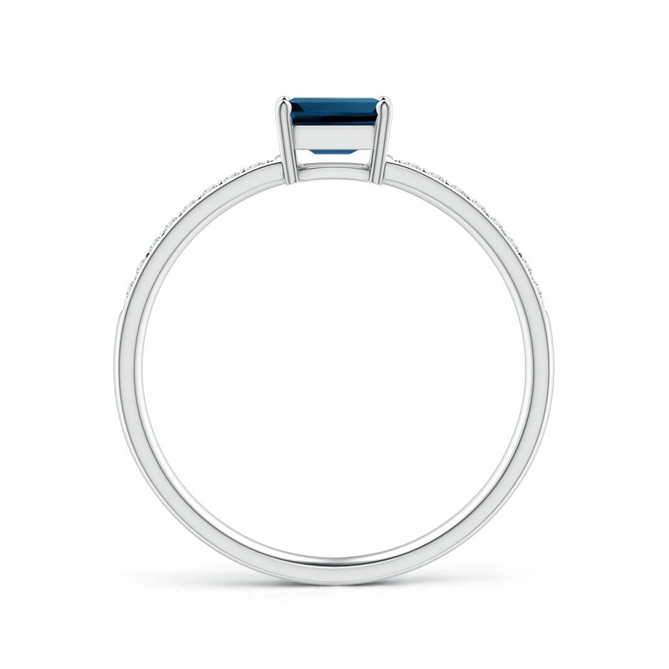 5x3mm AAAA East-West Emerald-Cut London Blue Topaz Solitaire Ring in White Gold product image