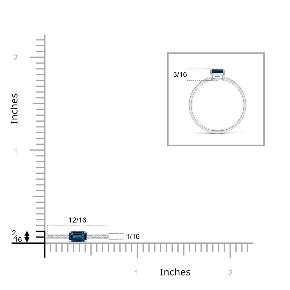 5x3mm AAAA East-West Emerald-Cut London Blue Topaz Solitaire Ring in White Gold product image