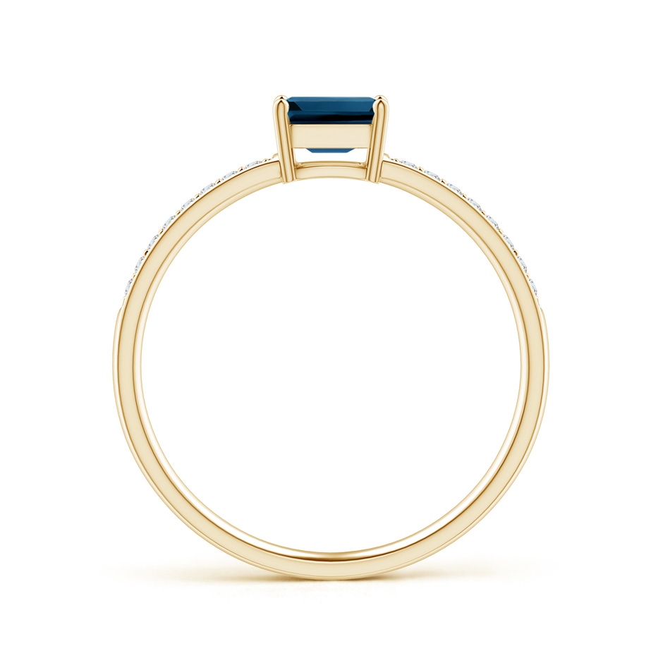 5x3mm AAAA East-West Emerald-Cut London Blue Topaz Solitaire Ring in Yellow Gold product image
