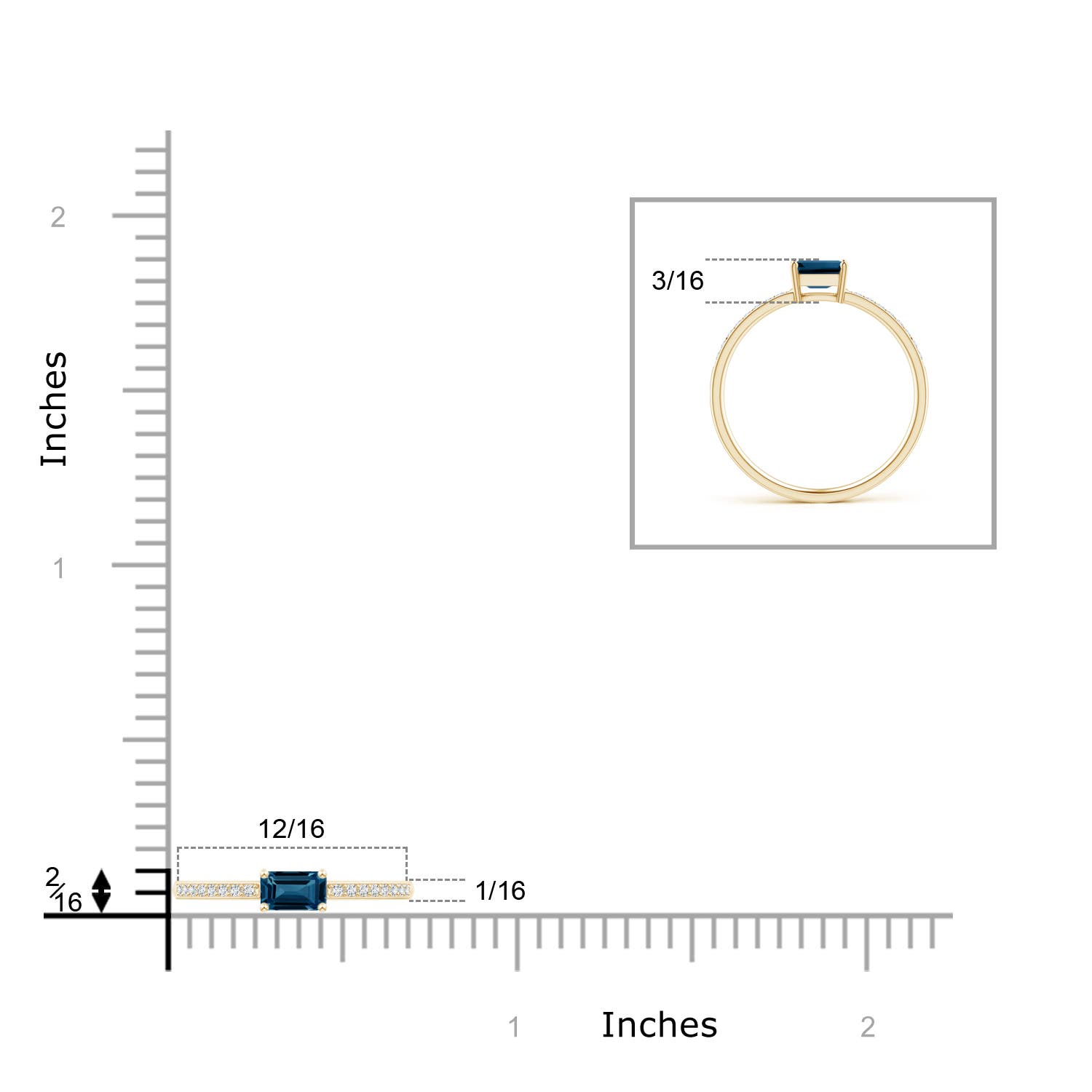 AAAA - London Blue Topaz / 0.43 CT / 14 KT Yellow Gold