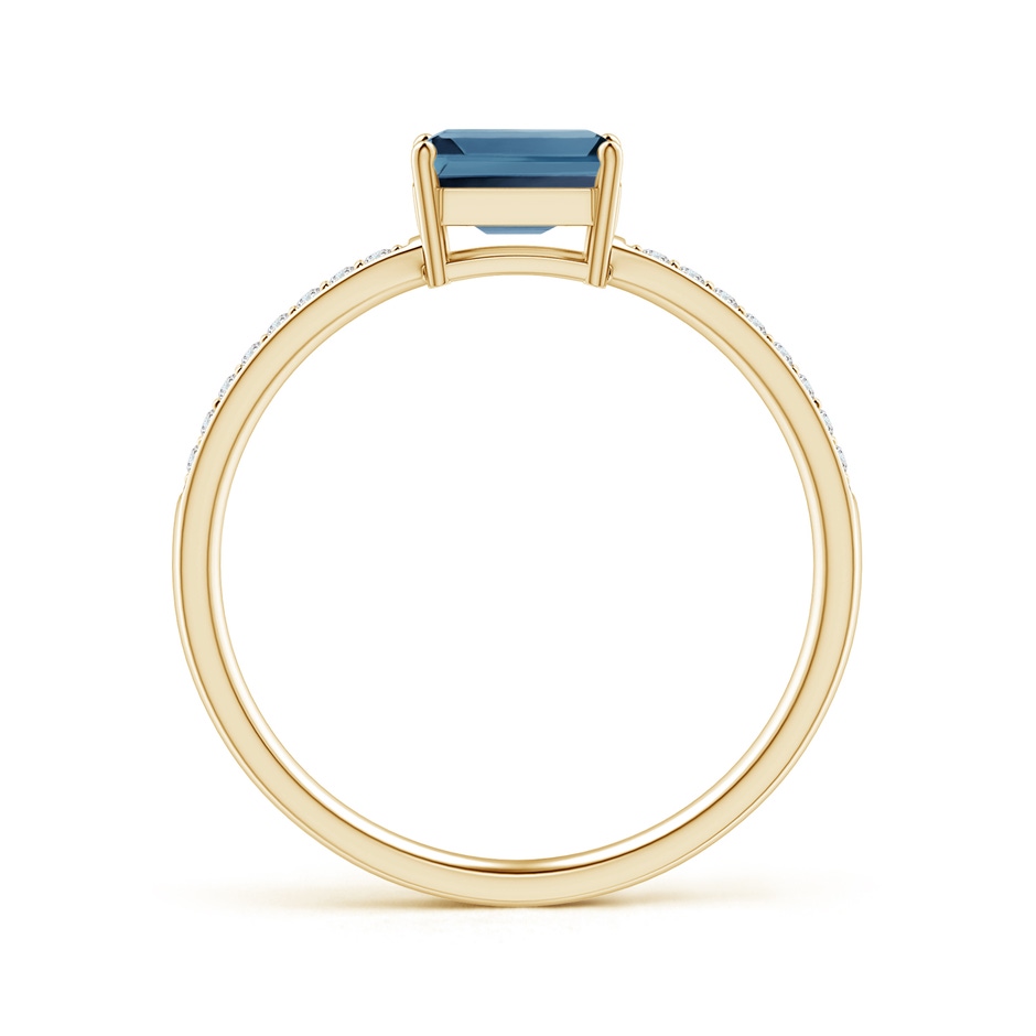 6x4mm A East-West Emerald-Cut London Blue Topaz Solitaire Ring in 9K Yellow Gold product image