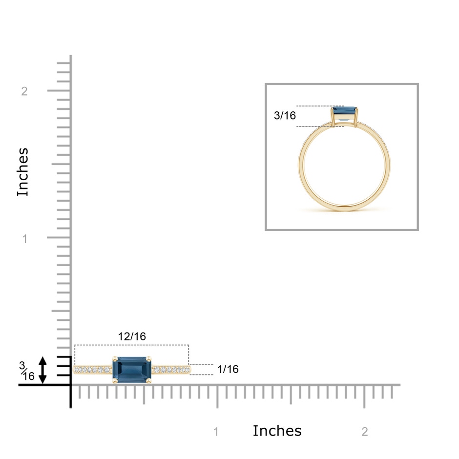 6x4mm A East-West Emerald-Cut London Blue Topaz Solitaire Ring in 9K Yellow Gold product image