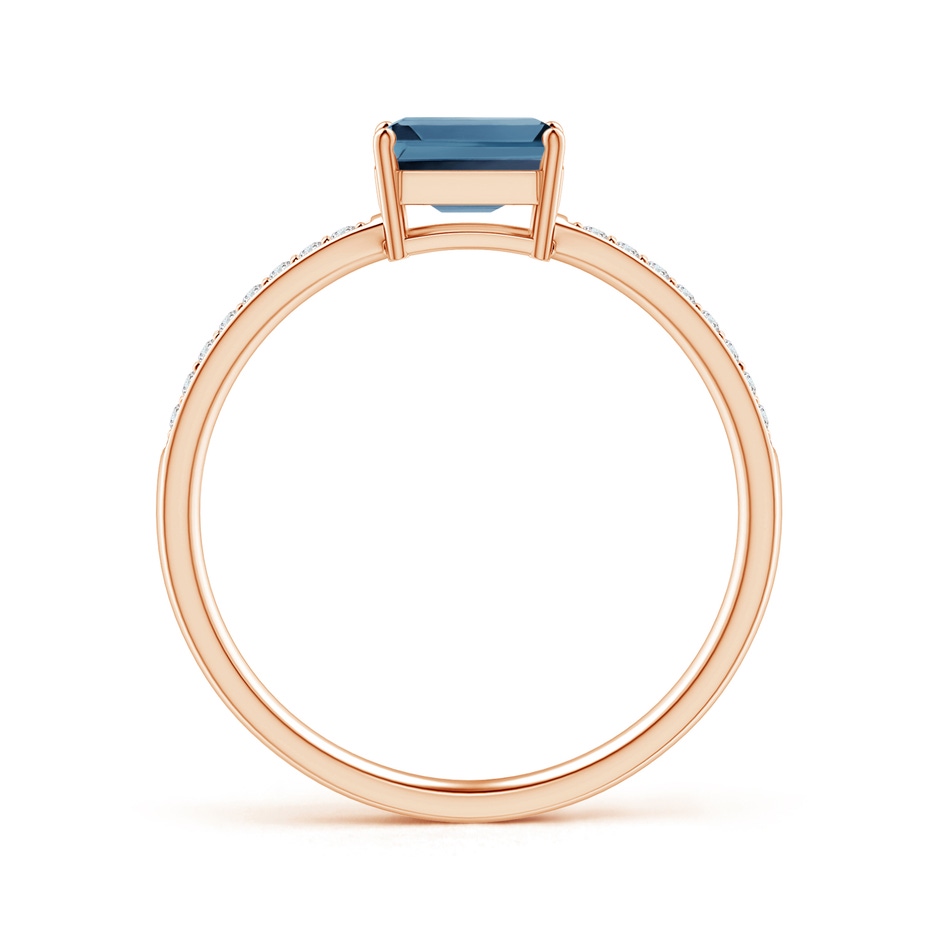 6x4mm A East-West Emerald-Cut London Blue Topaz Solitaire Ring in Rose Gold product image