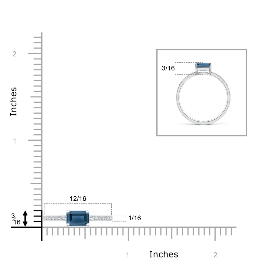 6x4mm A East-West Emerald-Cut London Blue Topaz Solitaire Ring in White Gold product image