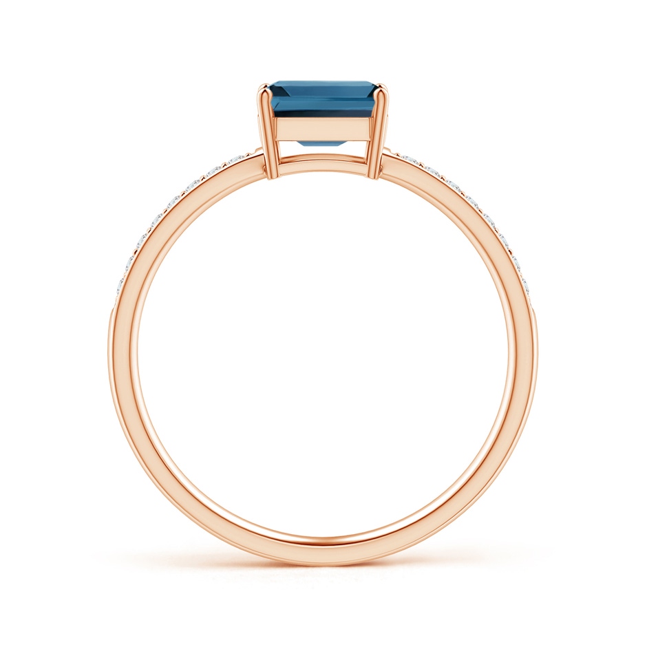 6x4mm AA East-West Emerald-Cut London Blue Topaz Solitaire Ring in Rose Gold product image