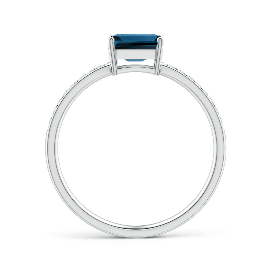 6x4mm AAA East-West Emerald-Cut London Blue Topaz Solitaire Ring in White Gold product image