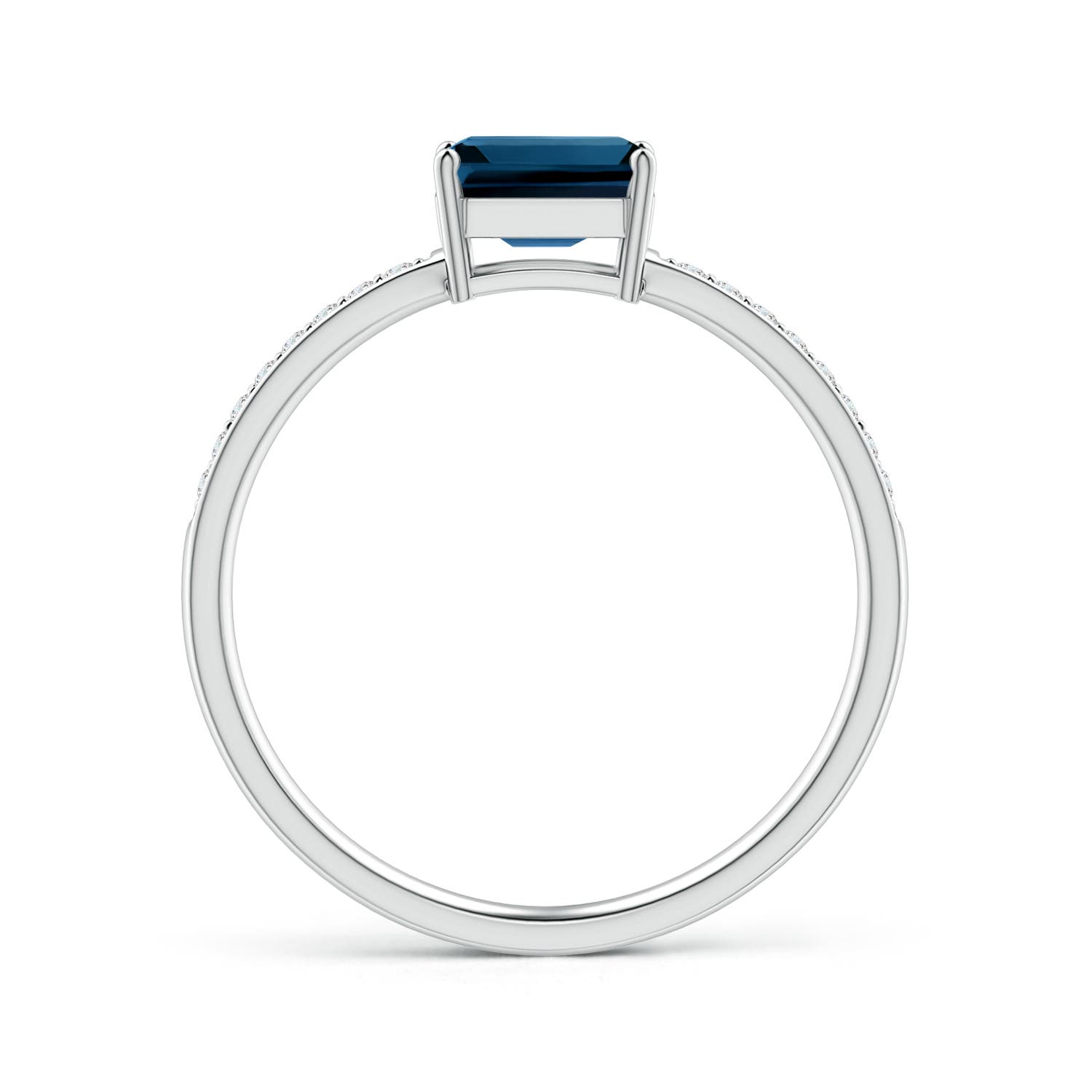 6x4mm AAAA East-West Emerald-Cut London Blue Topaz Solitaire Ring in P950 Platinum