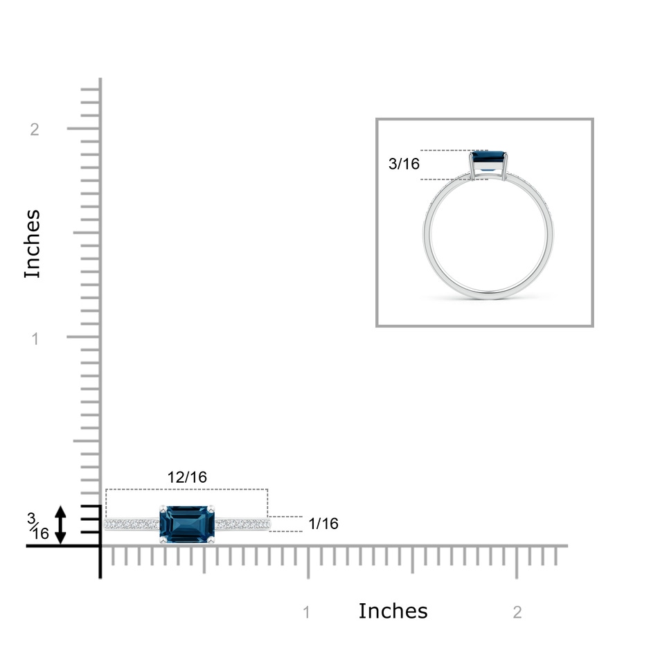 6x4mm AAAA East-West Emerald-Cut London Blue Topaz Solitaire Ring in P950 Platinum product image